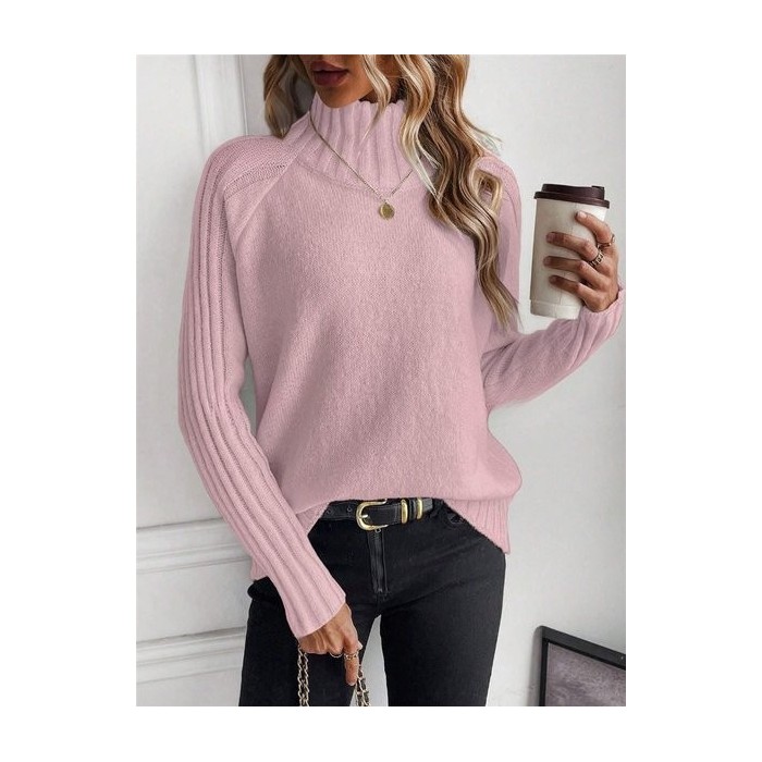 Split Joint Mock Neck Wool/Knitting Urban Sweater