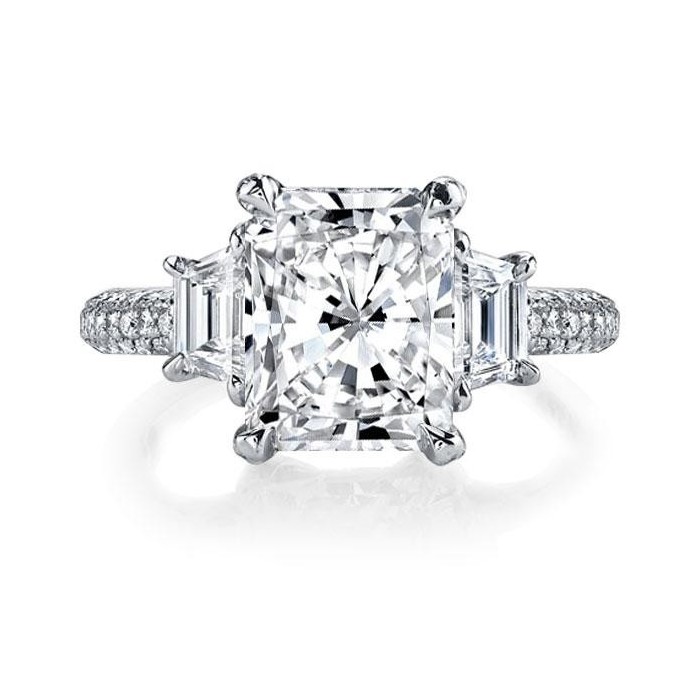 Italo Three Stone Radiant Created White Sapphire Engagement Ring