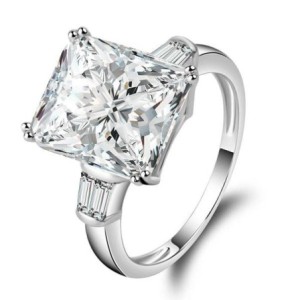 Italo Three Stone Created White Sapphire Engagement Ring
