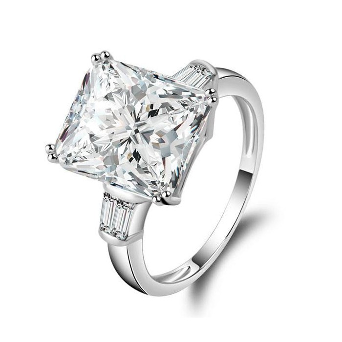 Italo Three Stone Created White Sapphire Engagement Ring