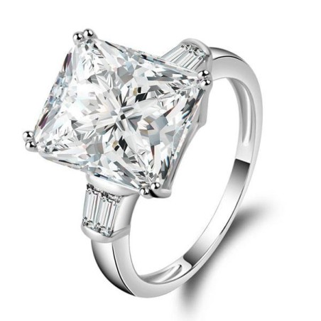 Italo Three Stone Created White Sapphire Engagement Ring