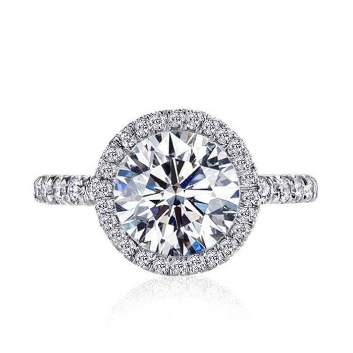 Italo Classic Round Halo Created White Sapphire Engagement Ring