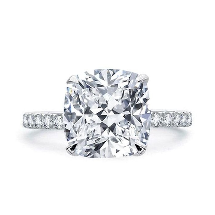 Italo Cushion Cut Engagement Ring Affordable Hidden Halo Ring