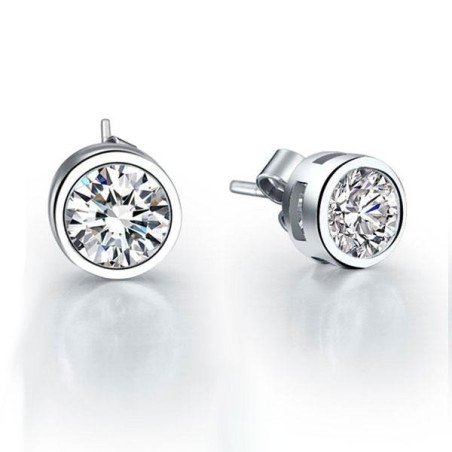 Italo Classic Bezel Created White Sapphire Stud Earrings
