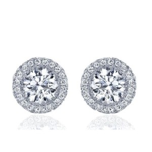 Italo Halo Round Cut Stud Earring Silver Earrings For Women