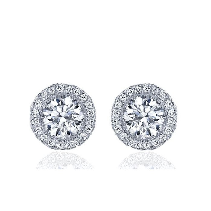 Italo Halo Round Cut Stud Earring Silver Earrings For Women