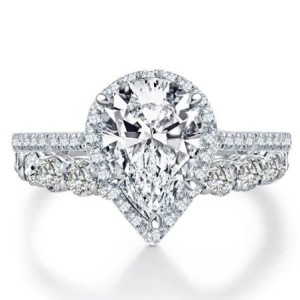 Italo Halo Pear Created White Sapphire Bridal Set