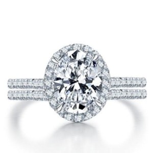 Italo Halo Oval Created White Sapphire Bridal Set