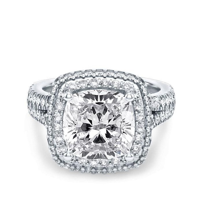 Italo Cushion Cut Engagement Ring Halo Ring Affordable