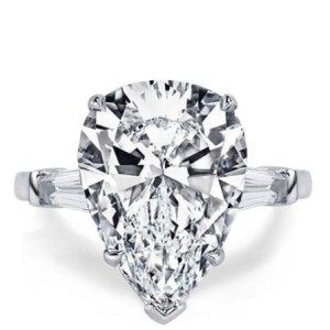 Italo Three Stone Pear Created White Sapphire Engagement Ring
