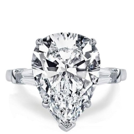 Italo Three Stone Pear Created White Sapphire Engagement Ring