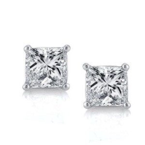 Italo Classic Princess Created White Sapphire Stud Earrings