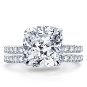 Italo Classic Cushion Created White Sapphire Bridal Set