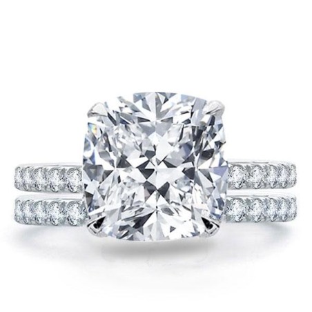 Italo Classic Cushion Created White Sapphire Bridal Set