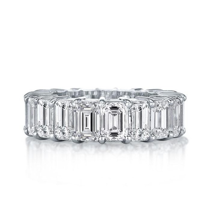 Italo Emerald Cut Eternity Wedding Band Ring Affordable