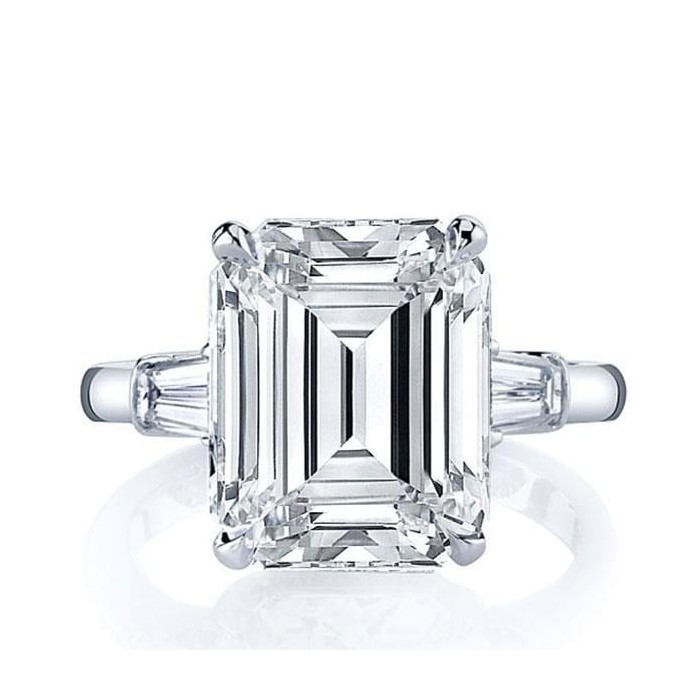 Italo Emerald Cut Engagement Ring 3 Stone Ring Promise Ring