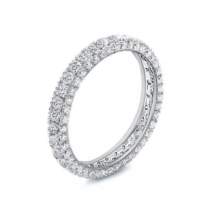 Italo Micro Pave Eternity Wedding Band For Women Silver Band