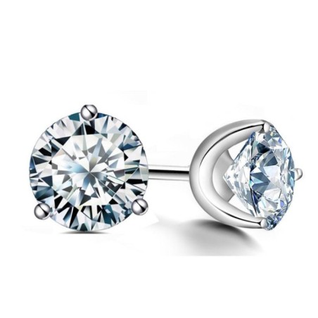 Italo Classic 3 Prong Created White Sapphire Stud Earrings