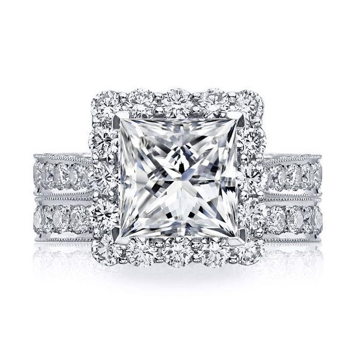 Italo Milgrain Halo Created White Sapphire Bridal Set