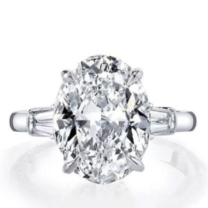 Italo Oval Three Stone Created White Sapphire Engagement Ring