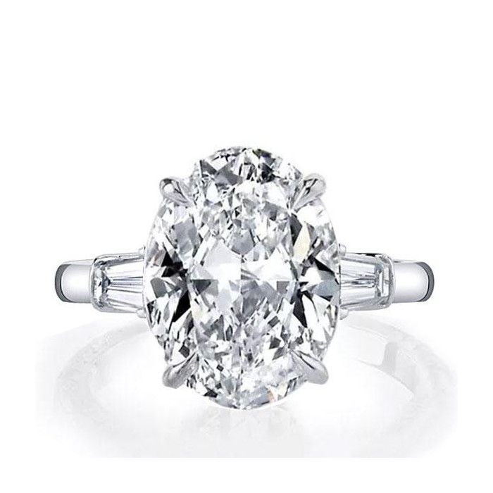 Italo Oval Three Stone Created White Sapphire Engagement Ring