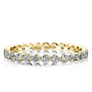 Italo Golden Eternity Created White Sapphire Wedding Band