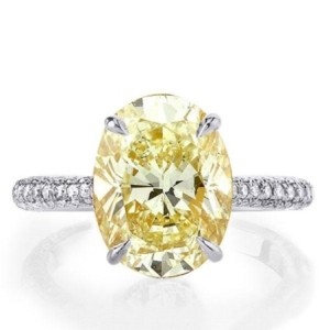 Italo Oval Cut Yellow Topaz Micro Pave Engagement Ring