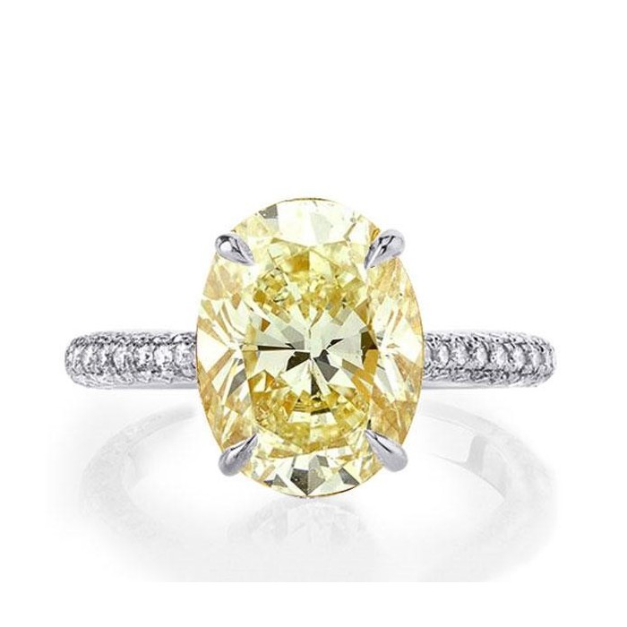 Italo Oval Cut Yellow Topaz Micro Pave Engagement Ring