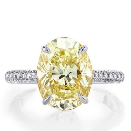Italo Oval Cut Yellow Topaz Micro Pave Engagement Ring