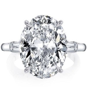 Italo Oval Three Stone Created White Sapphire Engagement Ring