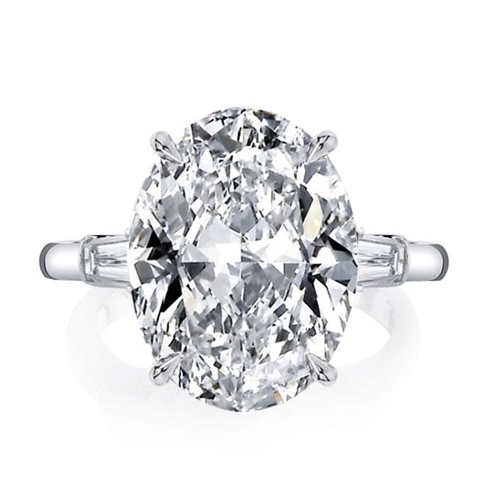 Italo Oval Three Stone Created White Sapphire Engagement Ring