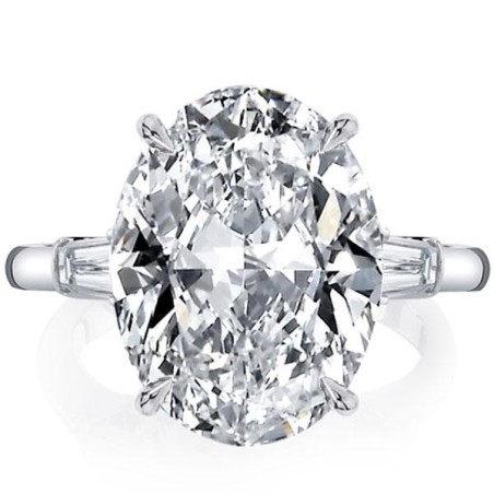 Italo Oval Three Stone Created White Sapphire Engagement Ring