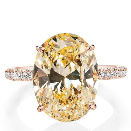 Italo Rose Gold Oval Created Champagne Sapphire Engagement Ring