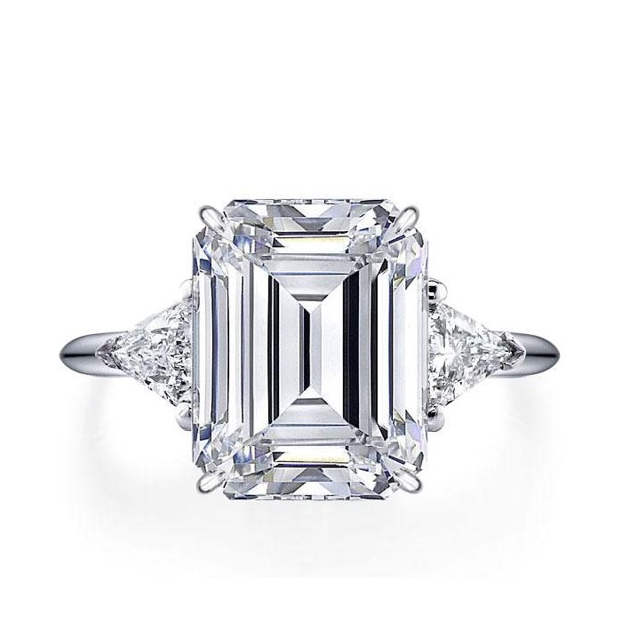 Italo Emerald Cut Engagement Ring 3 Stone Ring Promise Ring