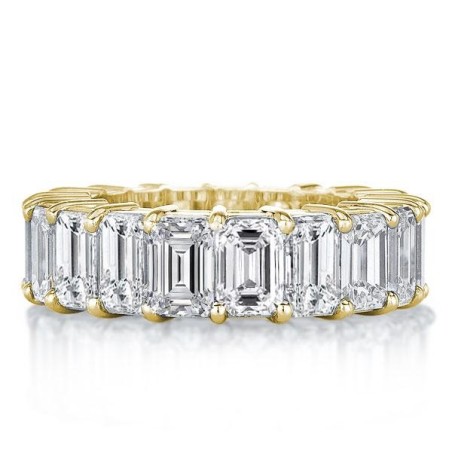 Golden Emerald Eternity Wedding Band