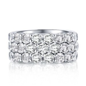 Italo Triple Row Created White Sapphire Wedding Band