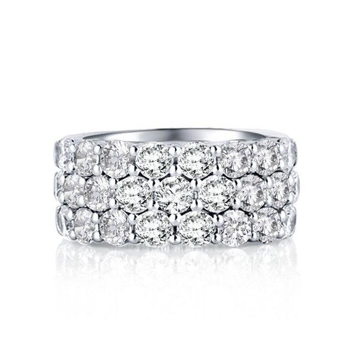 Italo Triple Row Created White Sapphire Wedding Band
