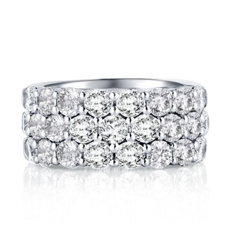 Italo Triple Row Created White Sapphire Wedding Band