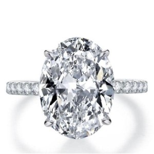 Italo Classic Oval Created White Sapphire Engagement Ring