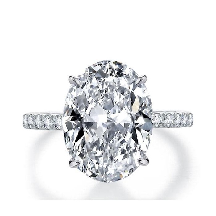 Italo Classic Oval Created White Sapphire Engagement Ring