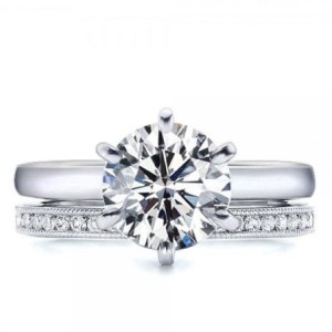 Italo Classic Solitaire Created White Sapphire Bridal Set