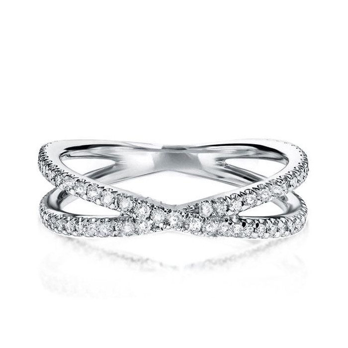 Italo Crisscross Created White Sapphire Wedding Band Infinity Ring