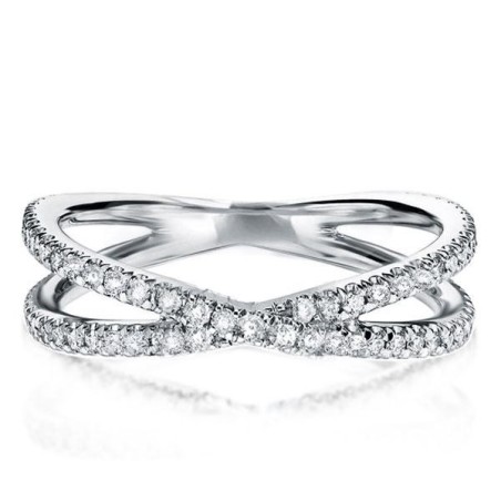 Italo Crisscross Created White Sapphire Wedding Band Infinity Ring