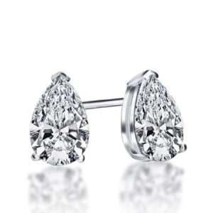 Italo Classic Pear Created White Sapphire Stud Earrings