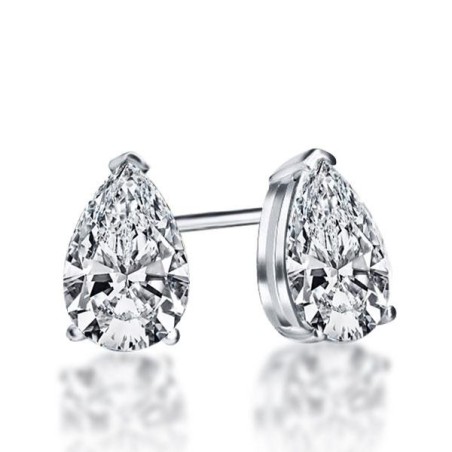 Italo Classic Pear Created White Sapphire Stud Earrings