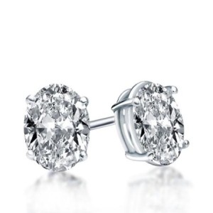 Italo Oval Cut Stud Earrings Silver Earrings For Women