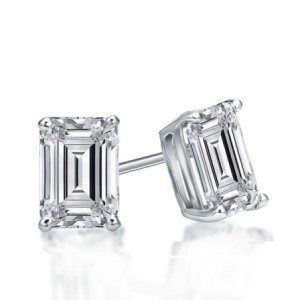 Italo Emerald Cut Stud Earrings Silver Earrings For Women