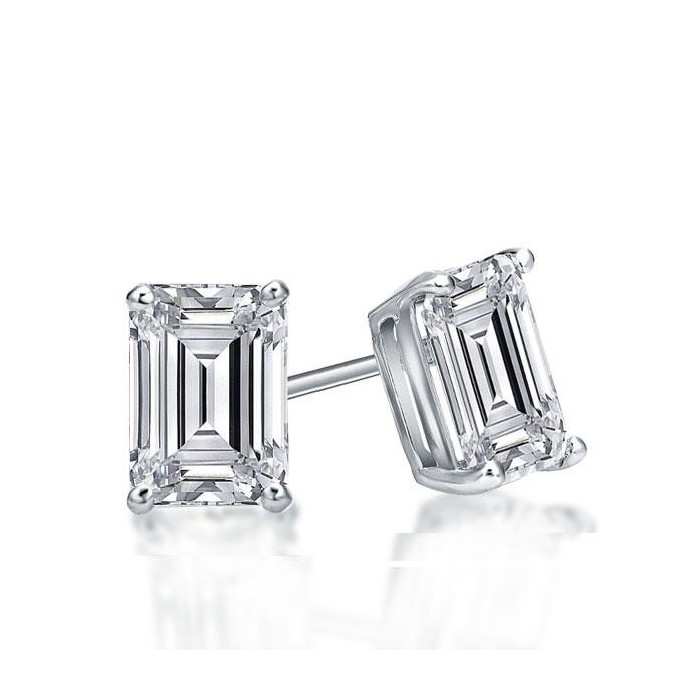 Italo Emerald Cut Stud Earrings Silver Earrings For Women