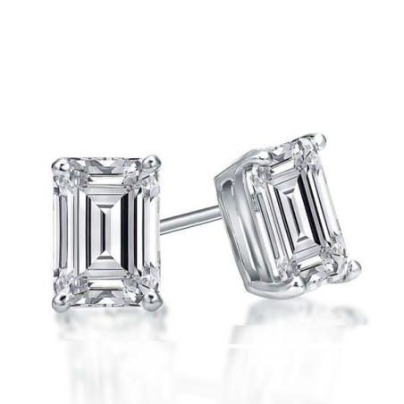 Italo Emerald Cut Stud Earrings Silver Earrings For Women
