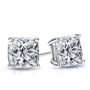 Italo Classic Cushion Created White Sapphire Stud Earrings